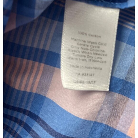 Womens Talbots Plaid Tunic Top Blue & Pink Long Sleeve Large - Picture 4 of 6